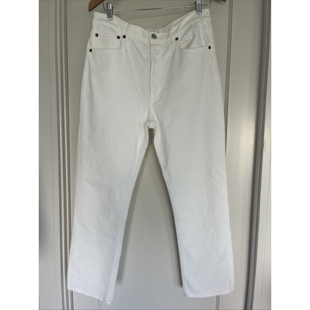 Agolde Riley High Rise Straight Crop (Comfort Stretch) In Sour Cream Size 30